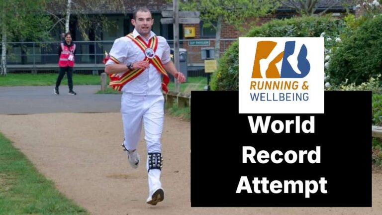 Shop front of RB Running and Wellbeing or image of Rhys Boorman in Morris dancing running outfit