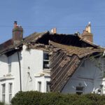 Collapsed roof at residential property on Ashburnham Road in Hastings