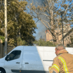 Fire at the former convent site on Magdalen Road in Hastings with emergency services in attendance