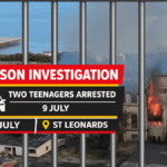 Police investigate suspected arson after fire at the former convent site on Magdalen Road, Hastings.